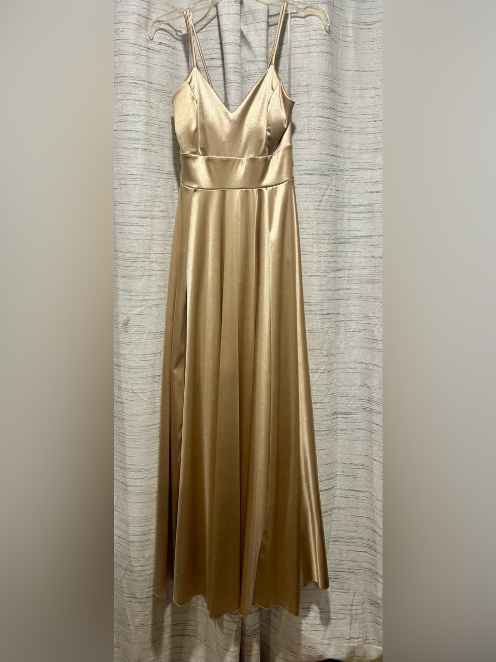 Gold Satin A-Line Maxi Skirt